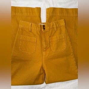 & Other Stories Mustard Yellow Wide Leg Cropped Jeans High Waist LA Atelier Sz 2